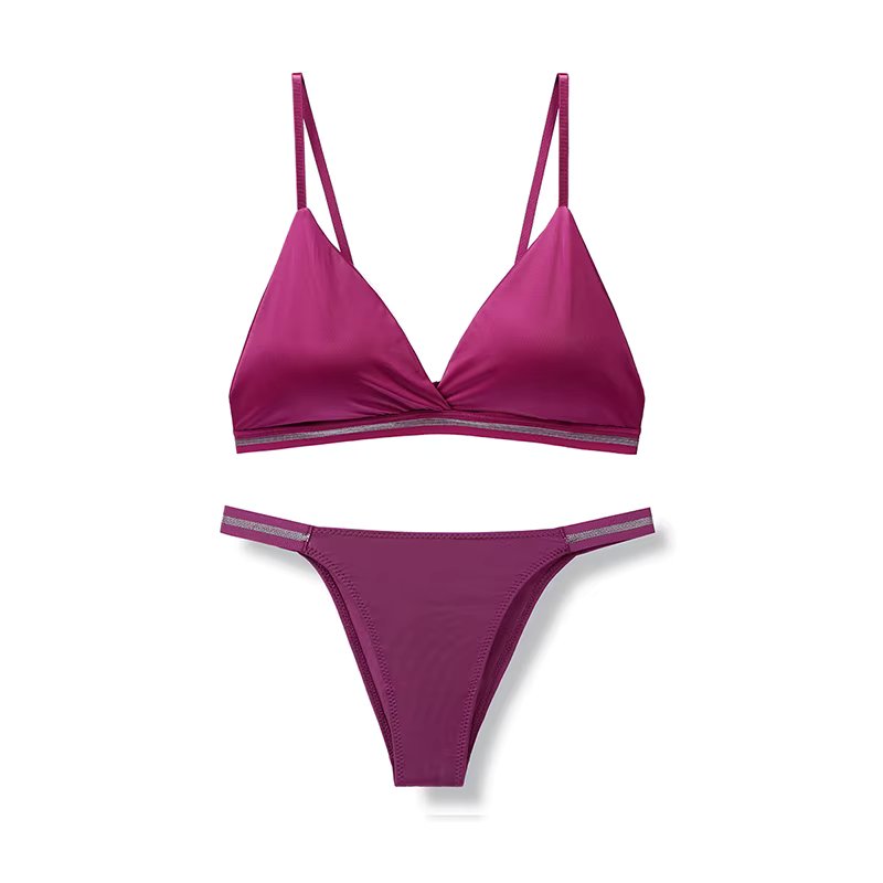 1set Women's Lingerie Bra Brief Sets Woman Bralette Active Bras Seamless Wire Free Ice Silk Bras Panties New Underwear BANNIROU