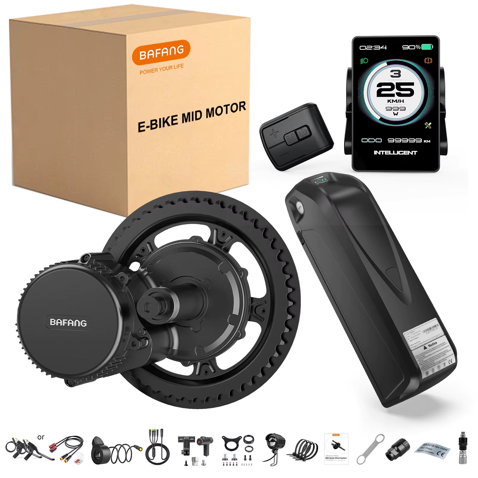 Bafang 750W Mid Drive Motor Electric Bicycle Conversion Kit M315 BBS02B BBS02 Ebike Engine 48V 52V 20Ah 17.5Ah Hailong Battery