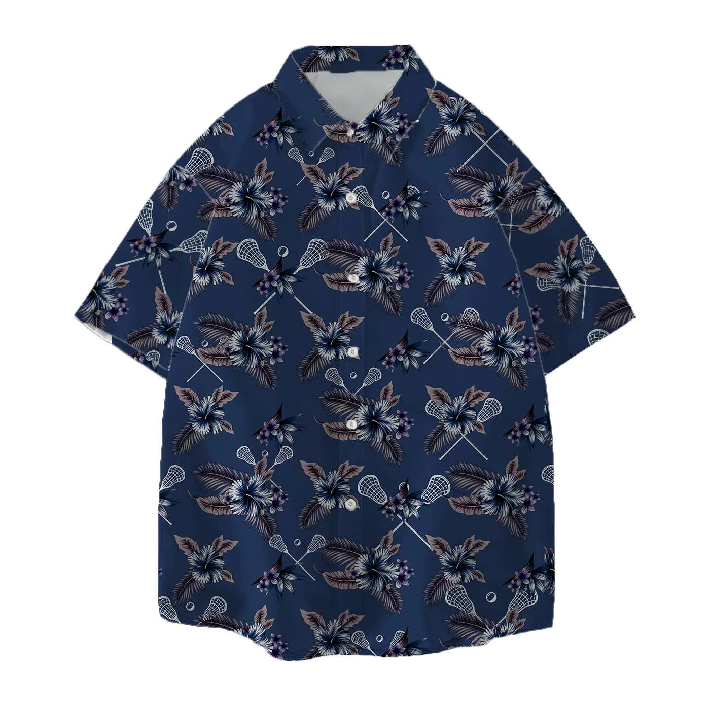 Jumeast 3D Printed Lacrosse Sticks Hawaiian Aloha Shirts For Men Beach Ball Women Blouse Unisex Baggy Workout Fashion Clothing