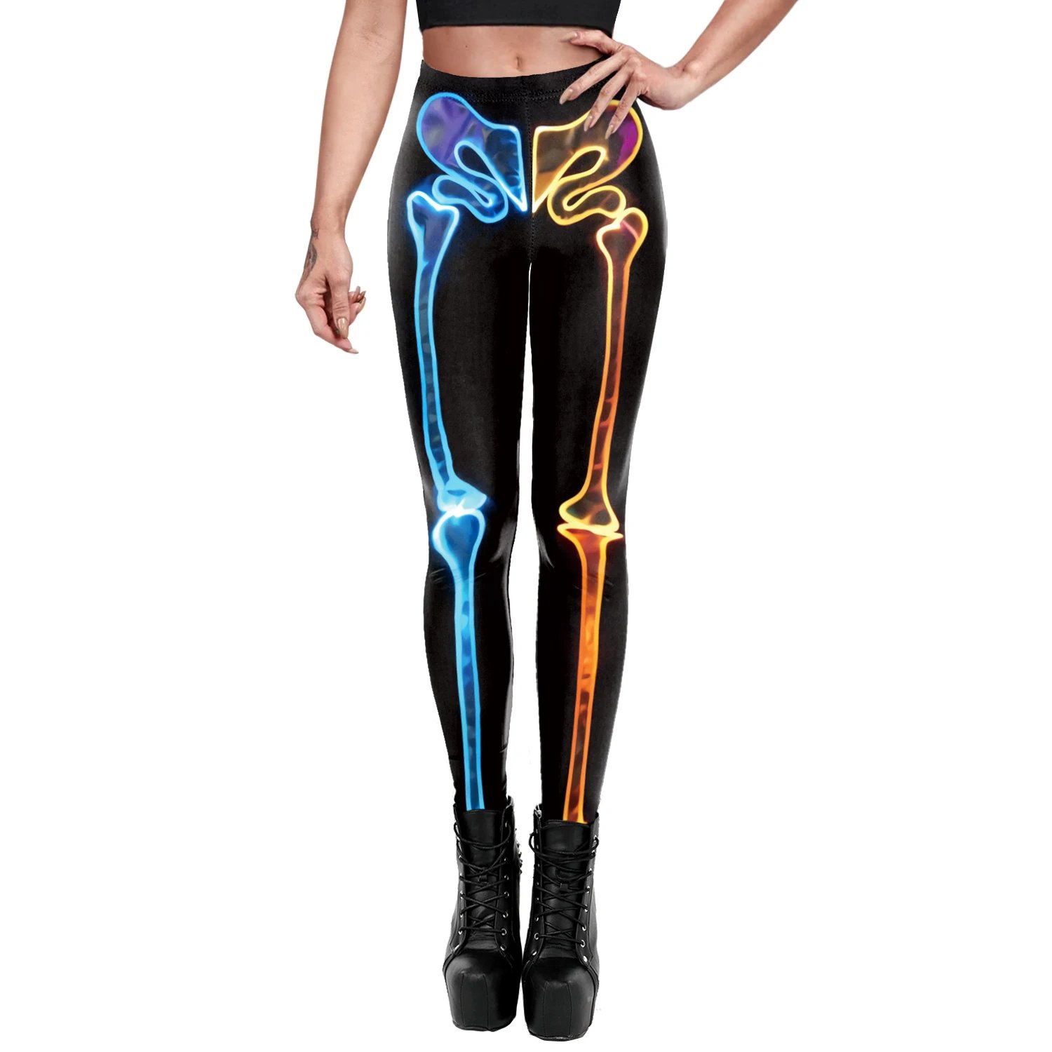 Nadanbao Bone Texture Leggings Middle Waist Printed Legging for Women Highly Stretchable Fitness Tights Yoga Pants Sportswear