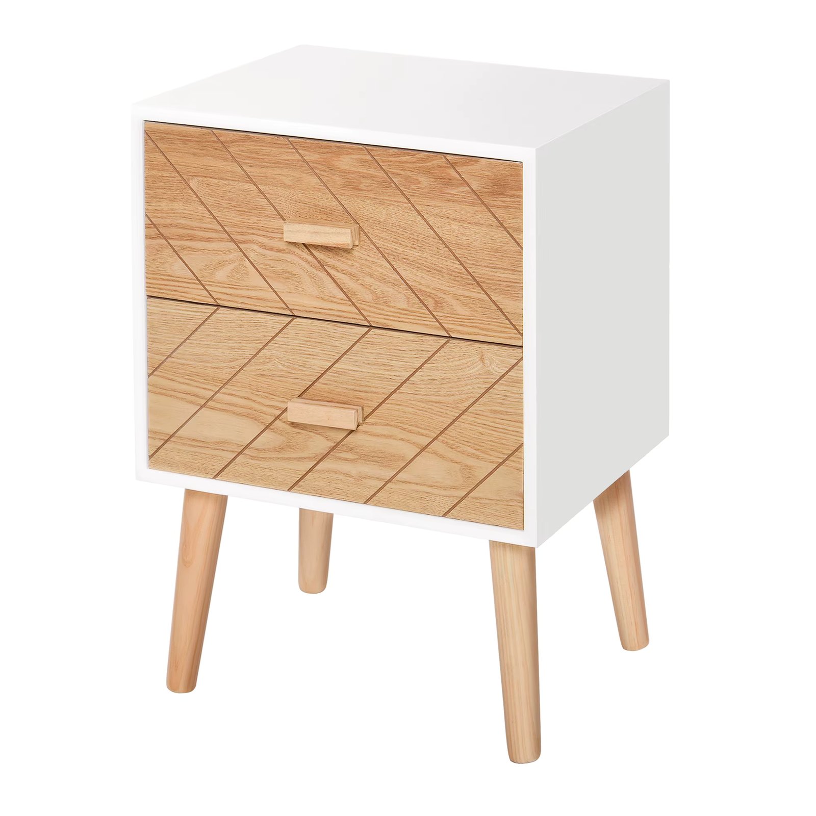 HOMCOM Mesita de Noche Madera Cajonera Comoda Rústica Mesilla Mueble Dormitorio