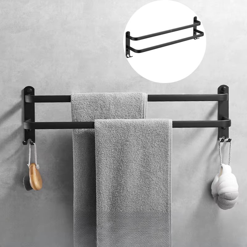 30/40/50cm Seamless Non-punching Towel Rack Storage Rack Thickened Simple Black Space Aluminum for Bathroom Bedroom Kitchen