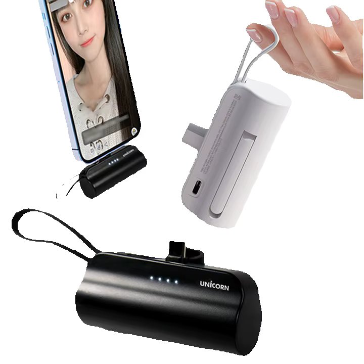 2in1 portable mini auxiliary battery docking type 5,000mAh C type + 8 pin combined battery