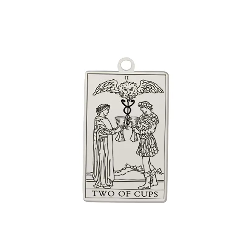 Dawapara The Suit of Cups Minor Arcana Tarot Cards Pendant for Necklaces Earrings Stainless Steel Charms for Jewelry Making