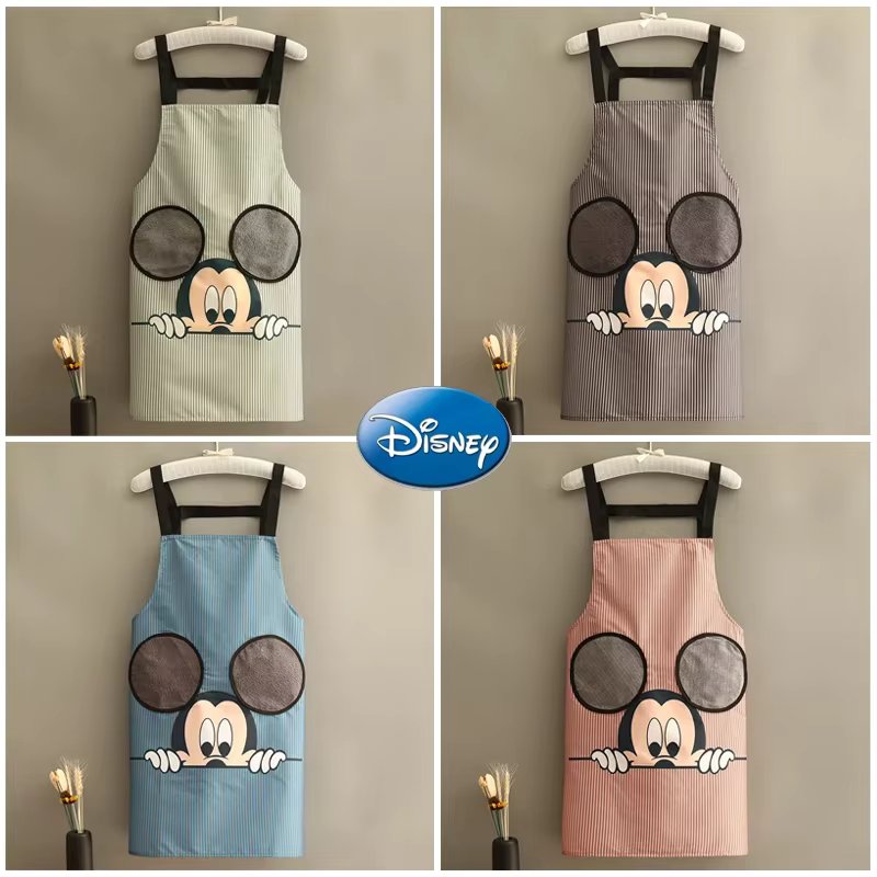 Disney Mickey Mouse Female Household Kitchen Apron Waterproof and Oilproof Colorful Apron Cute Apron Can wipe hands Cartoon gift