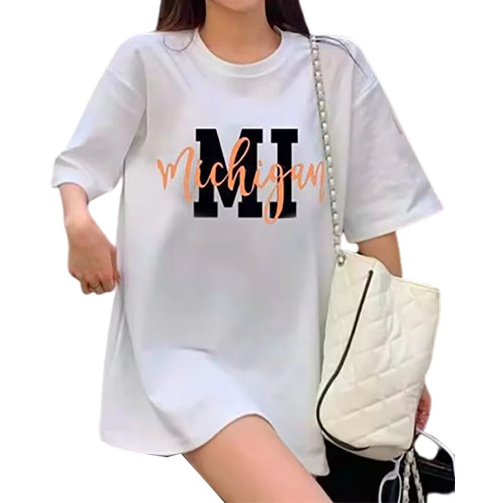 Glam Dia Women Colorful printing overfit half-sleeved T-shirt