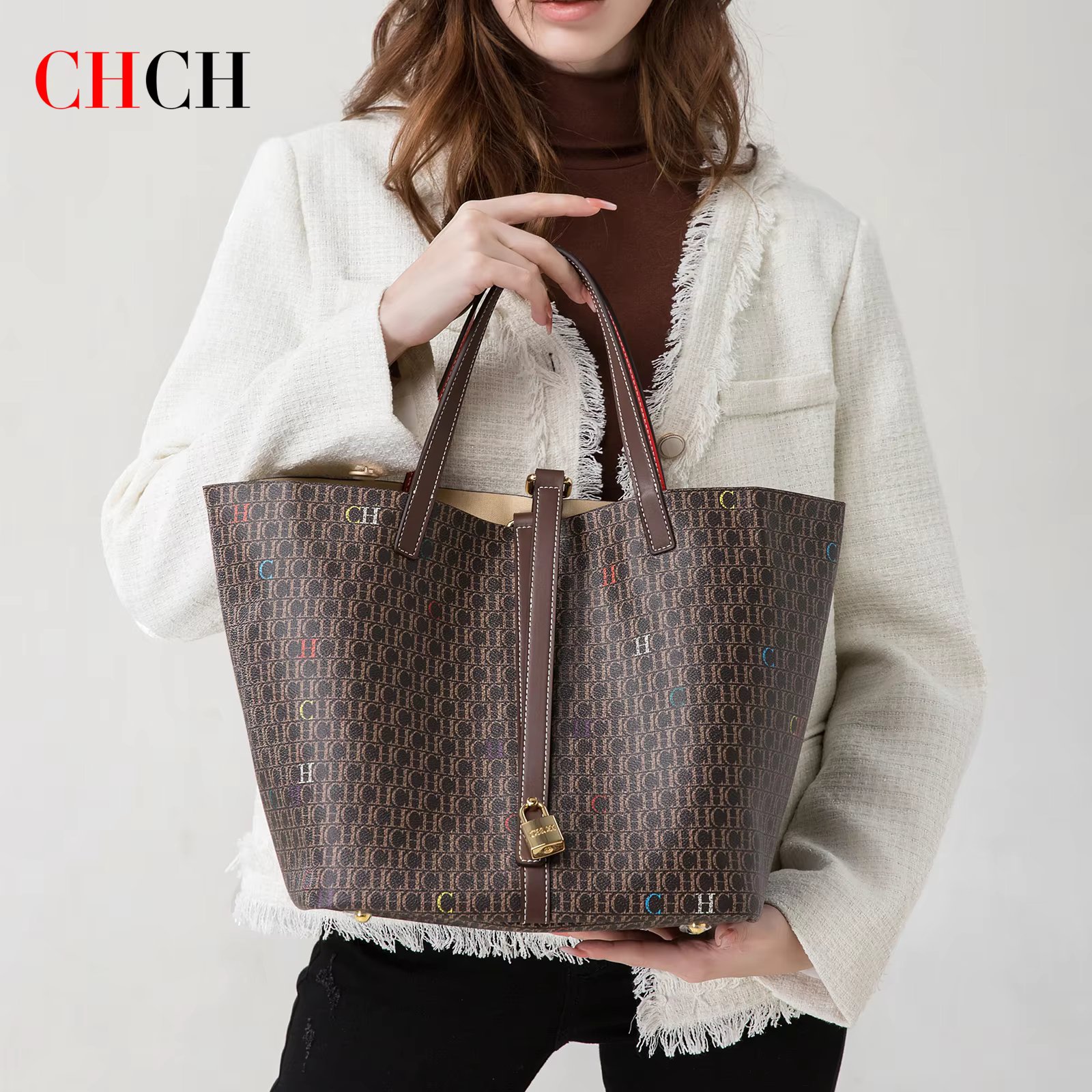 CHCH Women's Tote Bag Autumn New Large Capacity Coffee Color Commuter Women's Bag