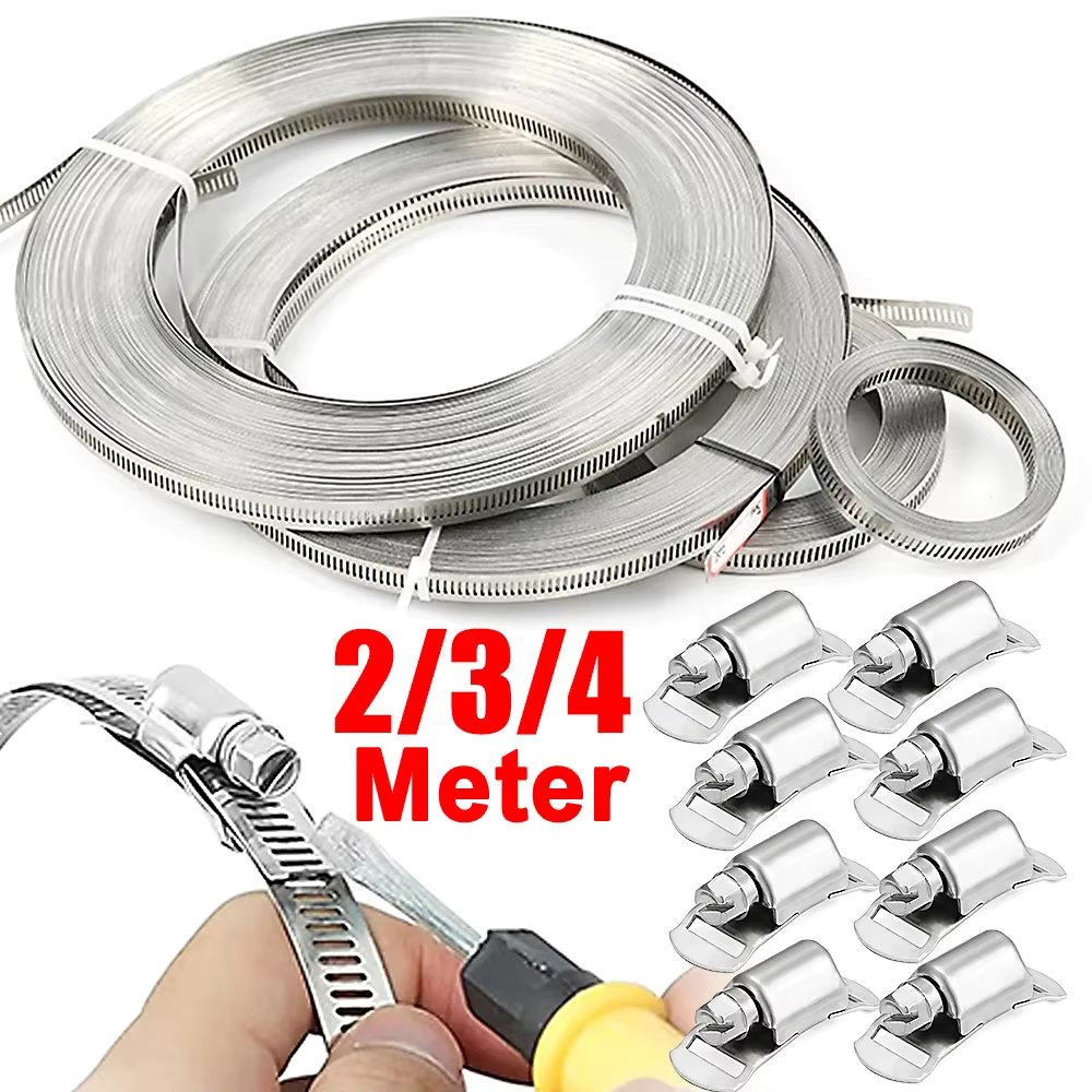 304 Stainless Steel Hose Clamps Strap DIY Sized Screw Band with Fasteners Worm Gear Clip Adjustable Tube Pipe Ducting Hose Clamp