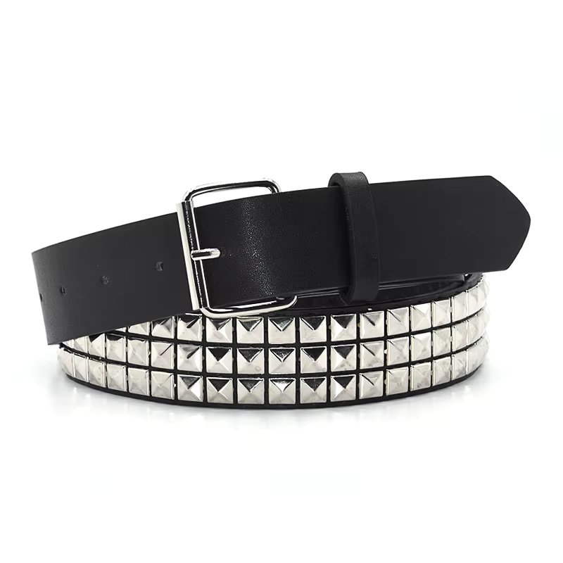 Fashion Rivet Belt Men Women Simple All-Match Studded Studded Belt Punk Rock With Pin Buckle Drop Shipping Black