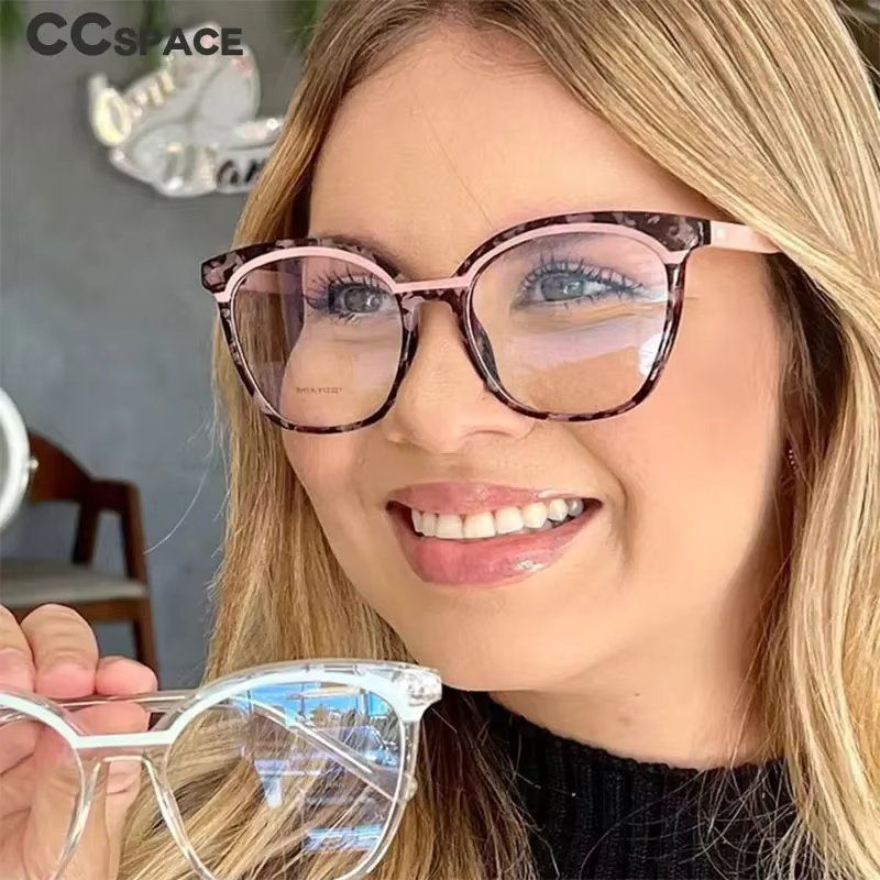 55119 Plastic Titanium Blue Light Blocking Glasses Women Fashion Square Leopard Eyeglasses Big Frame Computer Eyewear Uv400