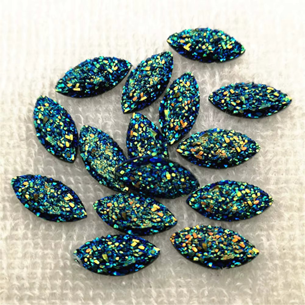 DIY 40PCS Mix 9mm*18mm AB Horse Eye Resin Flatback Wedding Buttons