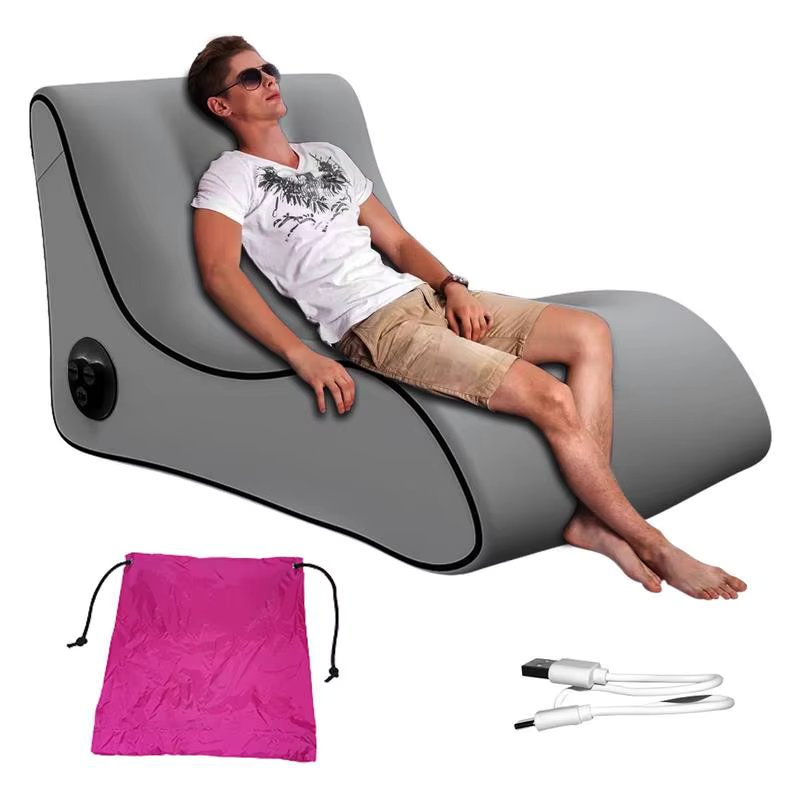Inflatable Couch Automatic Inflatable Lounger Electric Pump & Power Bank Blow Up Couch Chair For Camping Traveling Outdoor