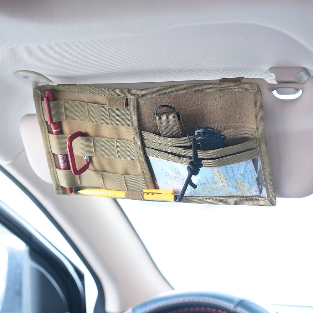 MOLLE Vehicle Sun Visor Panel EDC Tool Pouch CD Storage Bag Truck Car Sun Visor Organizer Auto Gear Accessories Holder