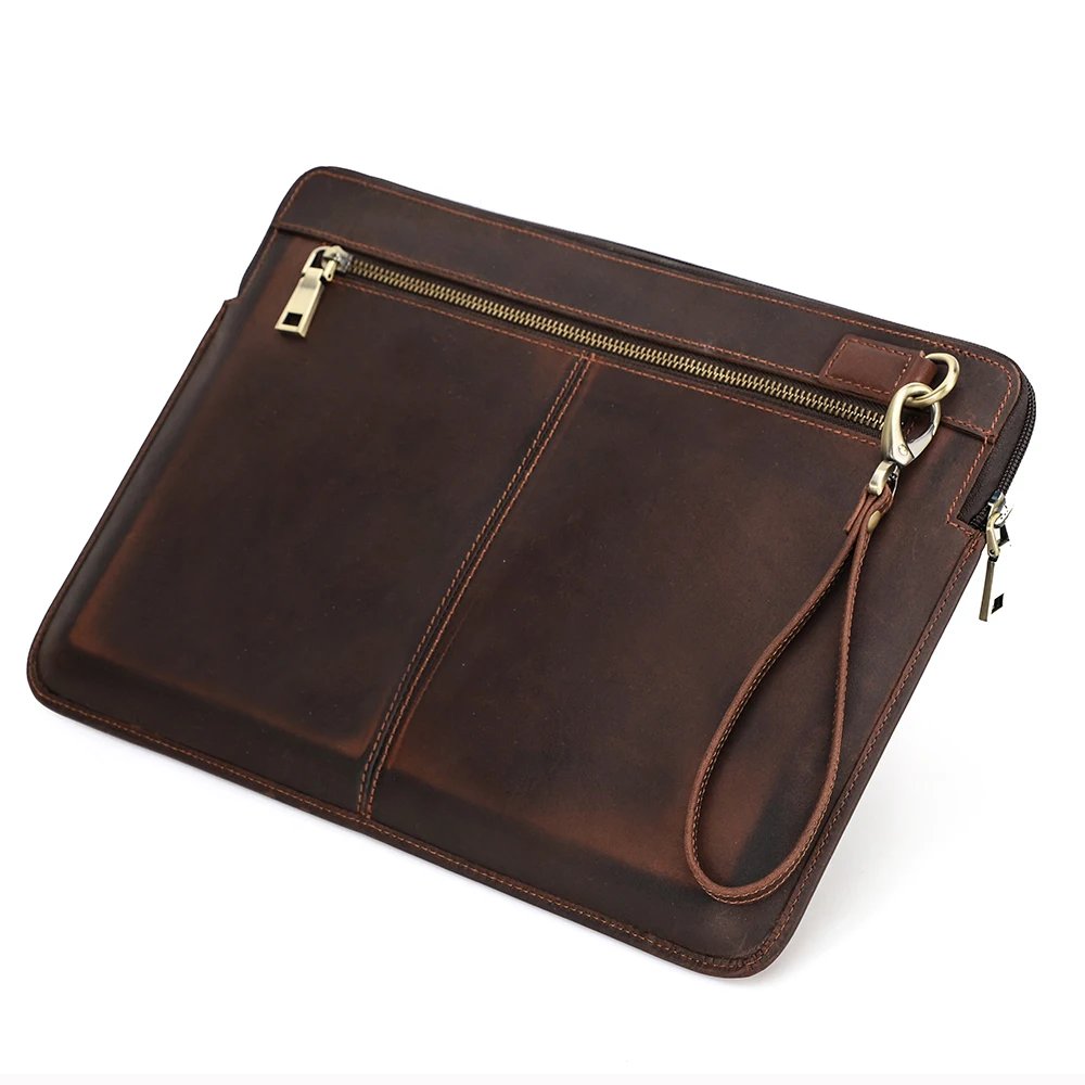 Crazy Horse Leather Sleeve Bag For Macbook Air 13 M2 Case Pro 14 M1 M2 A2779 A2442 Pro 13 15.4 16 inch Chip Laptop Bag Cover