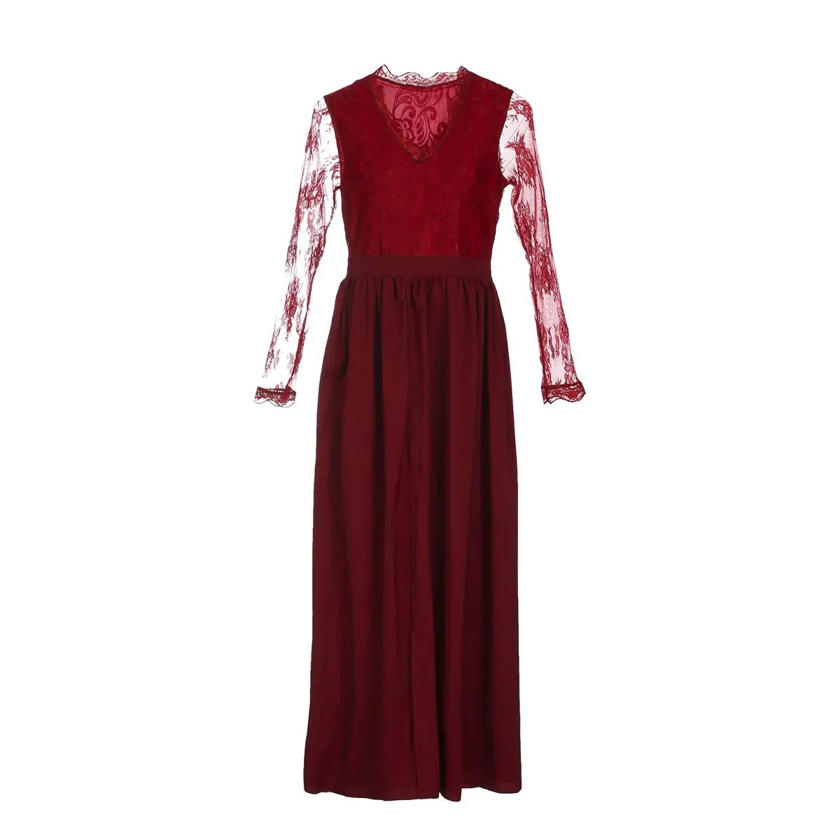 Hot Sexy Women Formal Wedding Bridesmaid Dress Lace Hollow Out T-shirt Crop Tops Skirt 2PCS Party Ball Gown Prom Long Maxi Dress