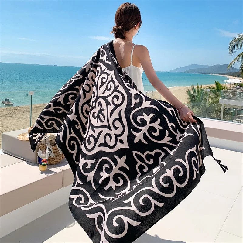 20 styles 90x180cm Cotton linen Summer Beach Dress Bikini Cover-ups Sarong Wrap Scarf Women Brazilian Swimsuit Bathing Cover Up