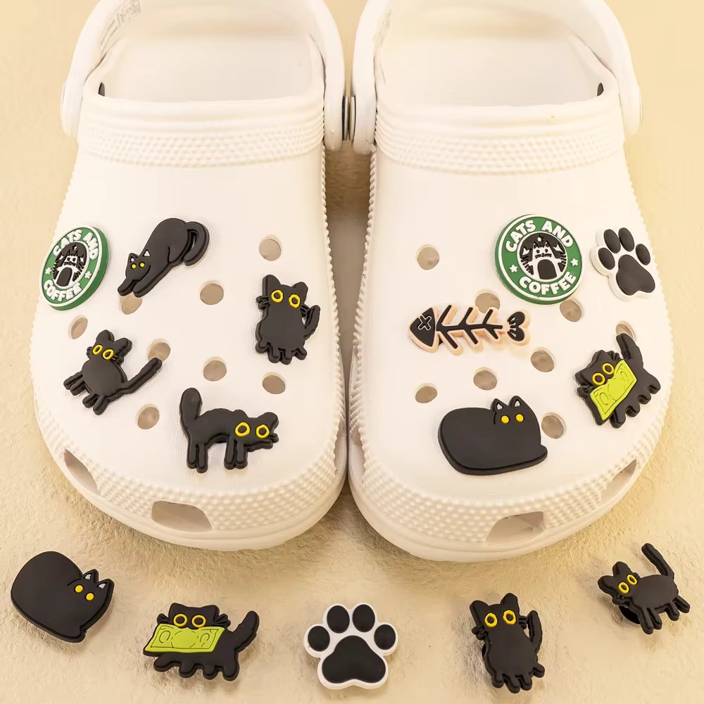 9-50pcs PVC Cat Shoe Charms Pet Shoe Decorations Pins for Women Girls Gift Sandal Accessories Ragdoll Cat Animal Clog Buckle