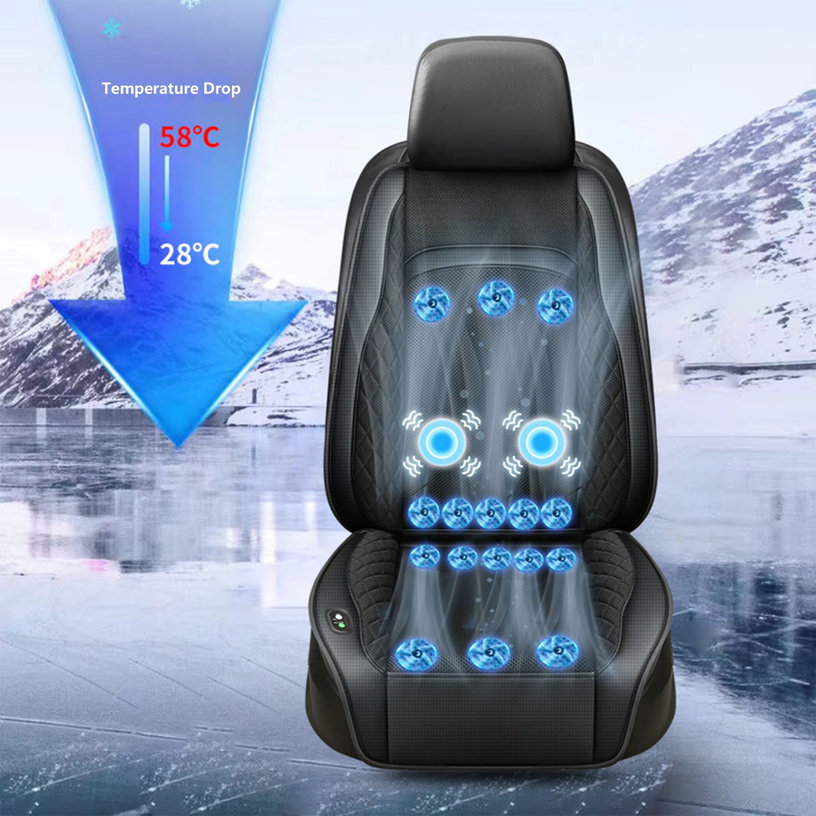1 Pcs Car Ventilated Cooling Massage Seat Cushion For All Cars Automotive Adjustable Temperature 16 Vans Functional Powerful