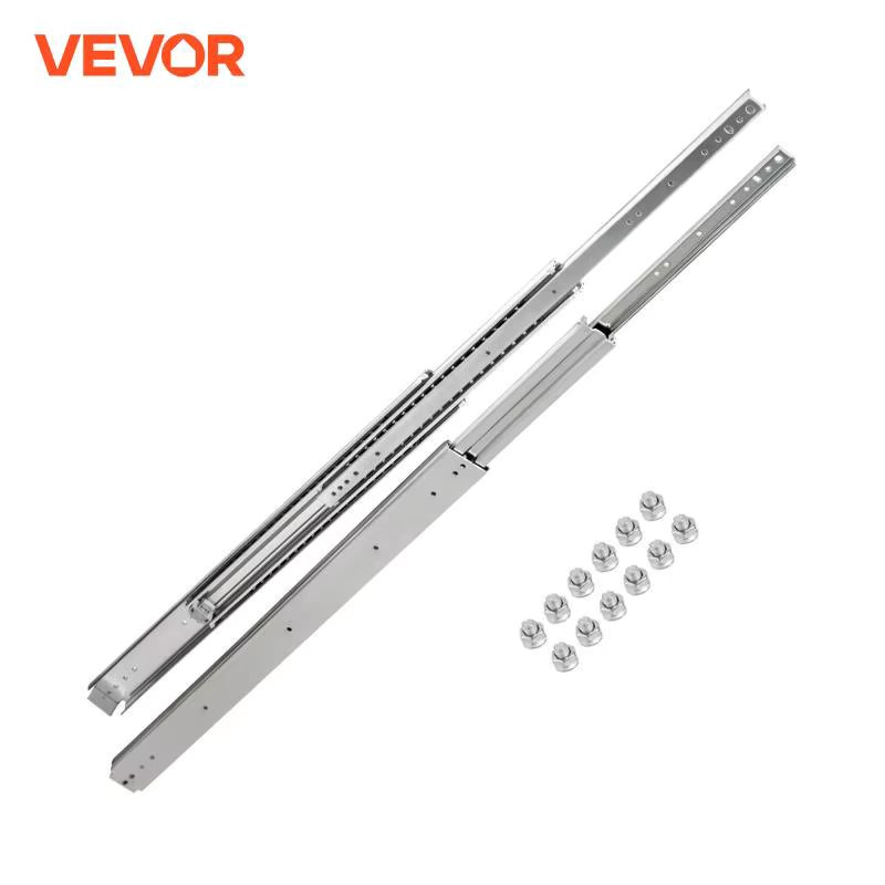 VEVOR 16"-52" Heavy Duty Drawer Slide Rail 225kg 3-Section Slide Mounted Load-Bearing Guide Rail Thickening Furniture Hardware