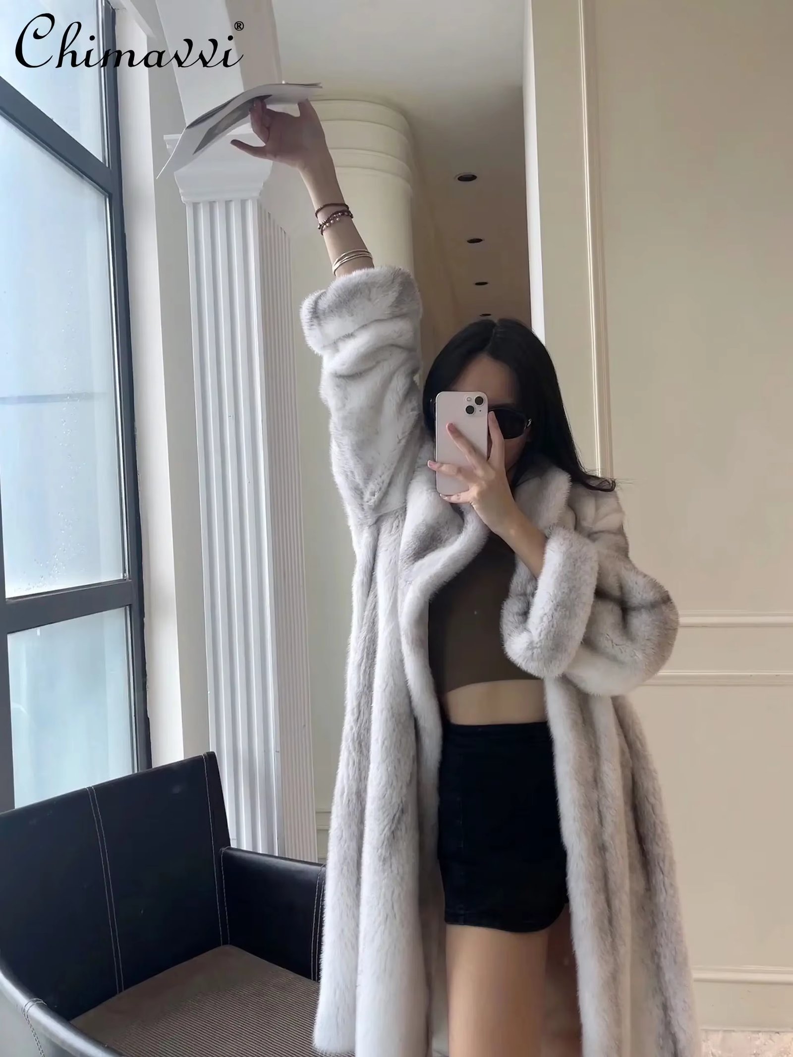 Marten Overcoats Lady 2023 Winter Clothes High-End Fashion Warm Long Sleeves Elegant Long Fur Coat Women's Light Luxury Jackets