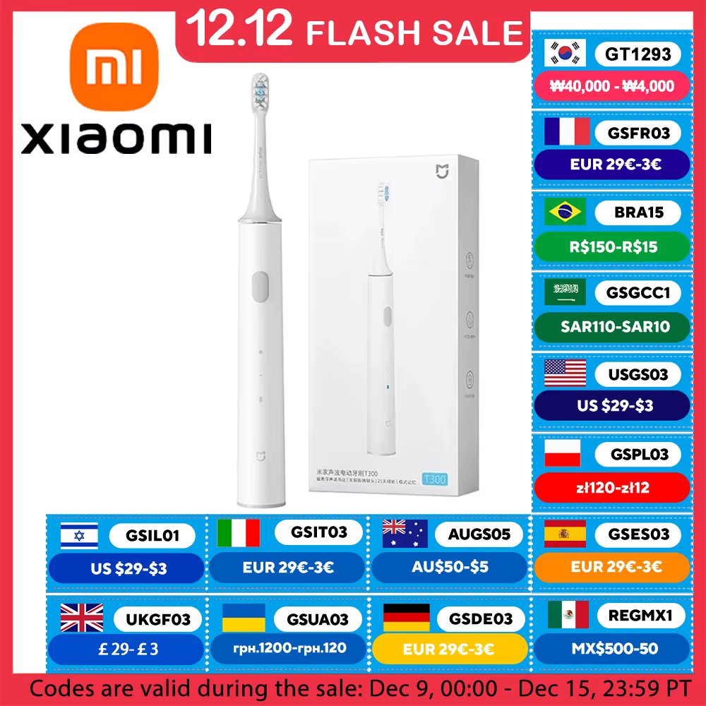 XIAOMI MIJIA T300 Electric Toothbrush  IPX7 Waterproof Smart Sonic Brush Ultrasonic Whitening Teeth Tooth Brush For Toothbrushes