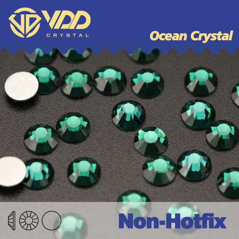 VDD 022 Emerald  Non-hotfix Rhinestone Hoodie False Nails Crystal Stone Crystal Applique Rhinestone Sewn Rhinestones Set