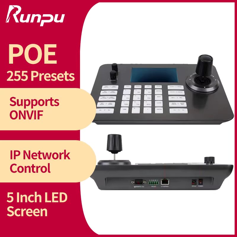 Runpu Ptz Controller 5 inch Network Joystick Controller tops Control 200 PTZ Cameras POE Onvif  vMix OBS IP Keyboard controller