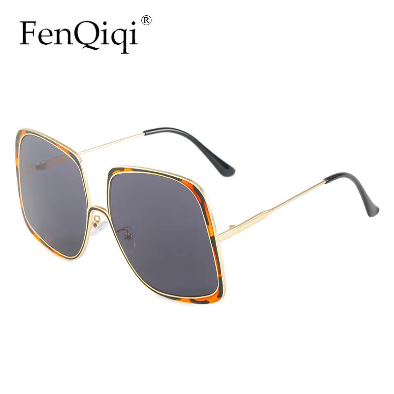 2022 Spring New Large Frame Sunglasses Personality Metal Square Fashion Trend Sun Protection Eyewear очки солнцезащитные жен