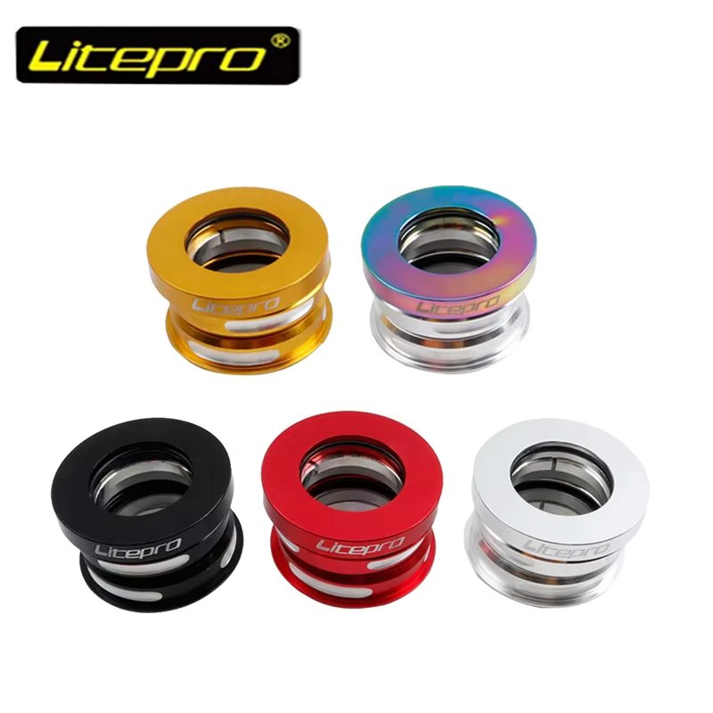 Litepro Bicycle Headset 44mm Bmx Headset 1 1/8 Folding Bike Steering Box Cycling Head Set Bearing Aluminum Alloy Steering Column