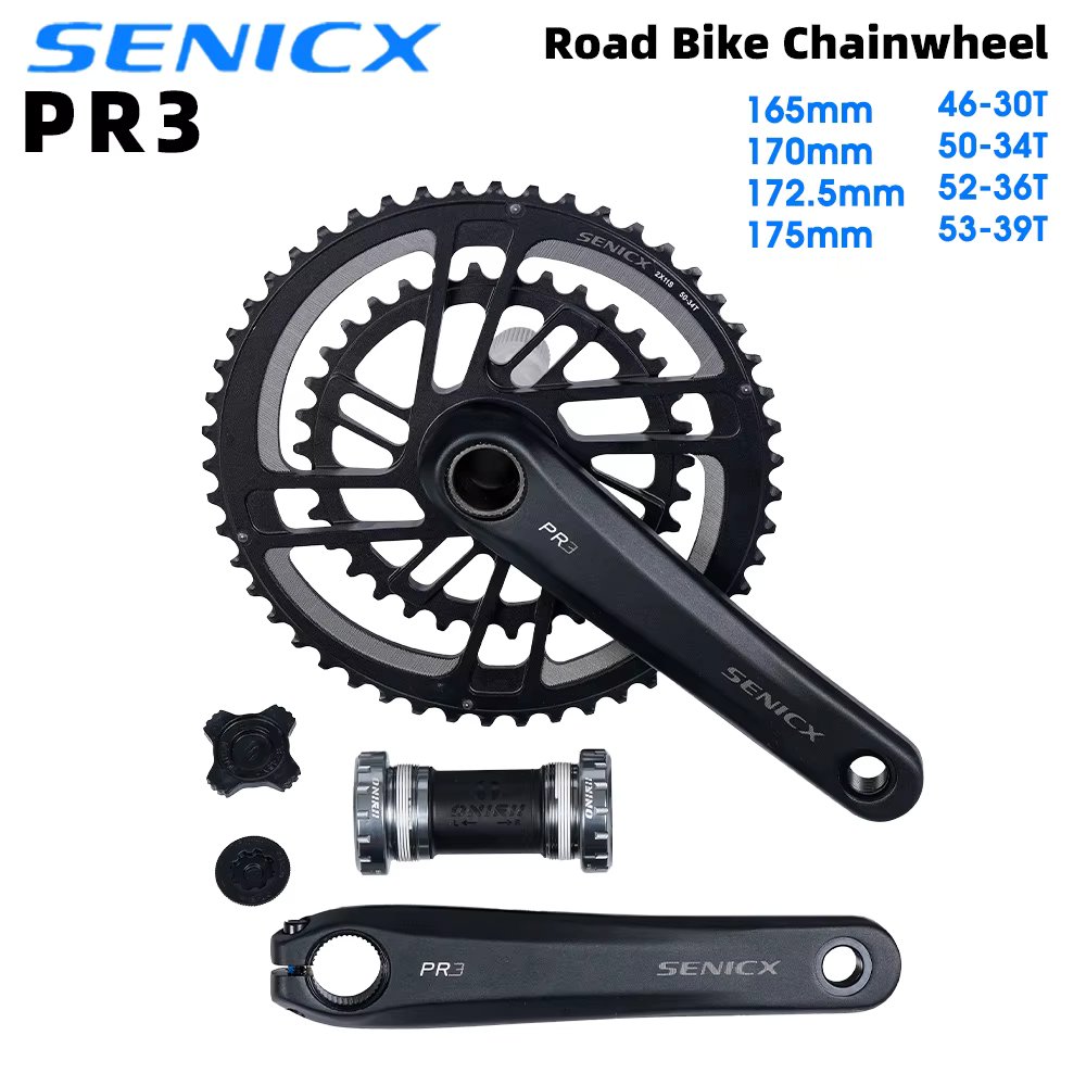 SENICX Road Crankset PR3 Crank 165 170 172.5 175mm 46-30T 50-34T 52-36T 53-39T for Road Folding Bike 10 /11/12 Speed NEW