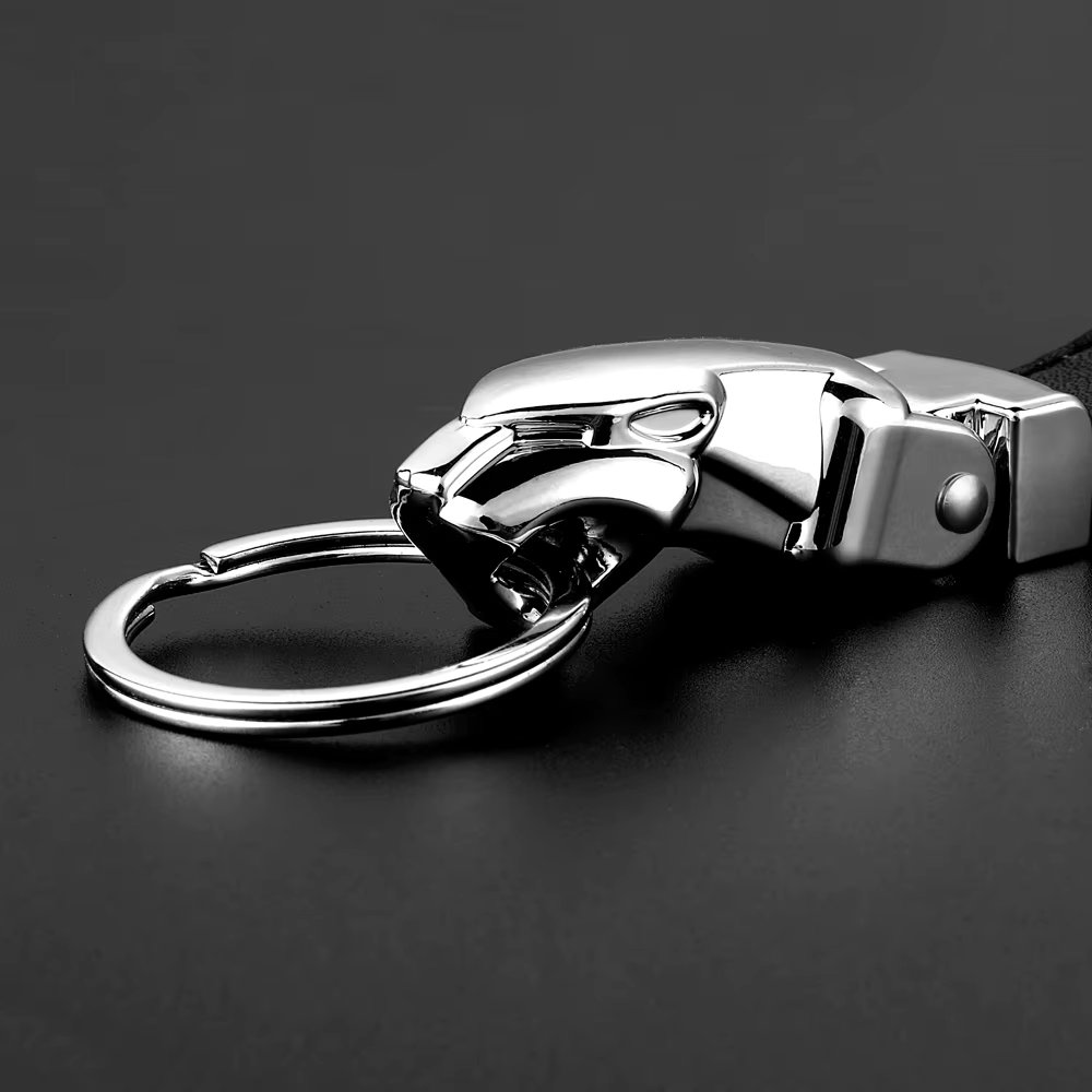 Car Luxury Leopard Head Genuine Leather Key Chain Key Rings Holder Metal Keychains for Jaguar F-PACE XJ XE XF XJ F-TYPE E-PACE