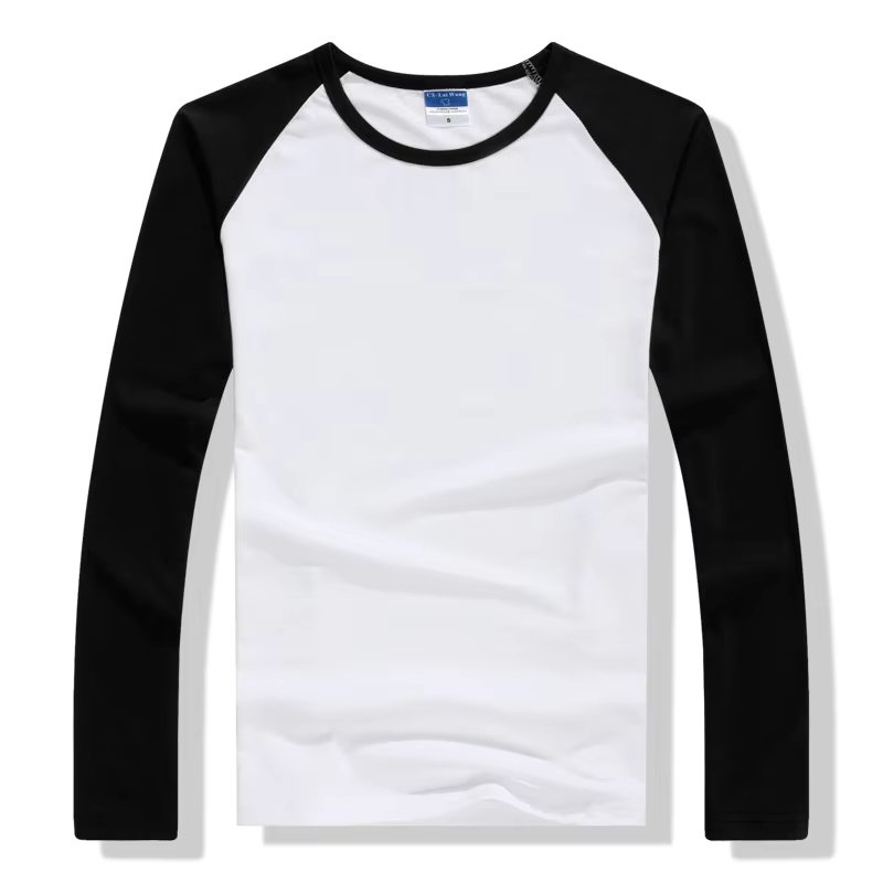2023 Autumn Winter Long Sleeve T Shirt Men Contrast Color Round Collar Cotton Mens Casual Slim Fit Raglan T-Shirts Tees Tops