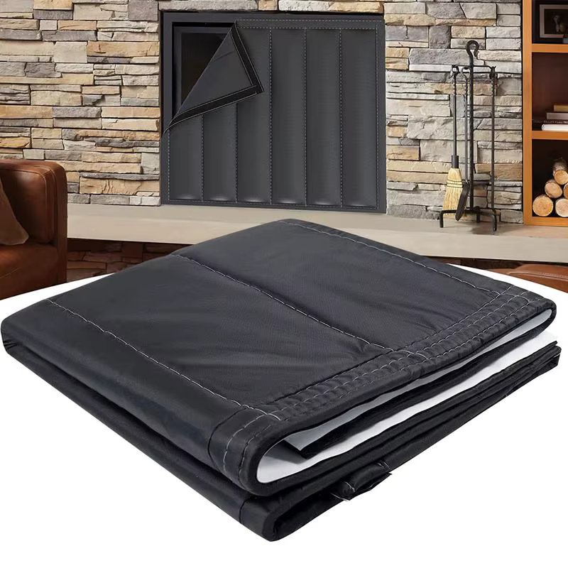 High Quality Fireplace Blocker Blanket Prevents Heat Loss Overnight Chimney Draft Stopper Saves Energy Fireplace Cover Black