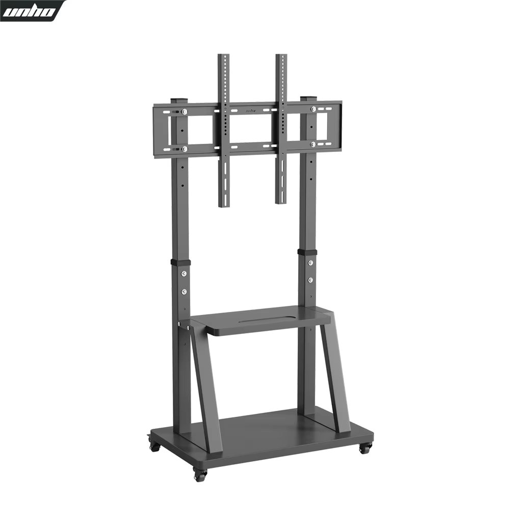 Portable Mobile Floor TV Stand Mount Bracket Stable TV Trolley with 2 Tier Shelves Height Adjustable