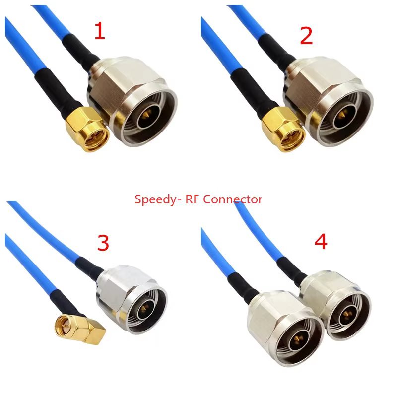 RG402 Coax Cable SMA RPSMA male To N  Male Connector SMA Right Angle Crimp Solder for RG402 Semi Flexible 50ohm Fast Brass Blue