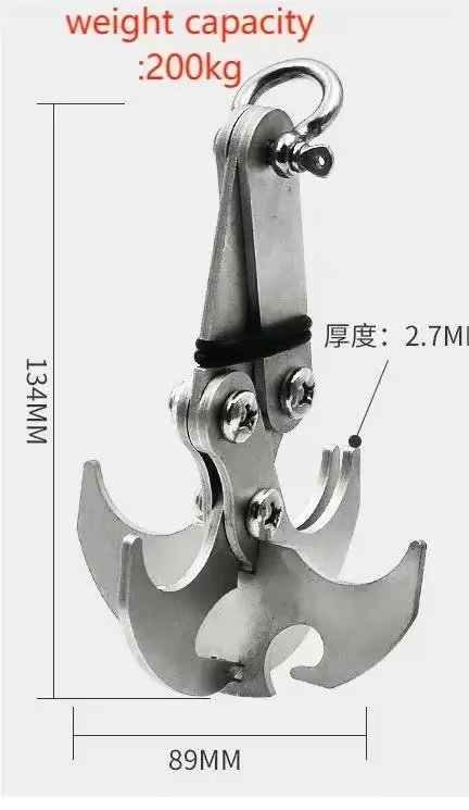 Folding gravity grab hook, outdoor rock climbing structure CLO, survival climbing mountain hook tool, multi-function stainless
