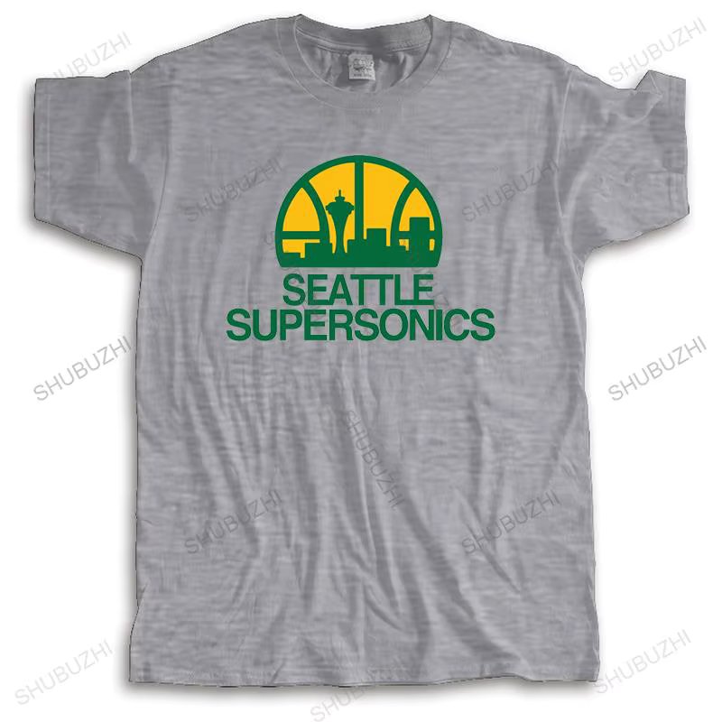 Fashion brand t shirt mens loose Seattle Supersonics brand t-shirt Cottonsummer teeshirt plus size drop shipping