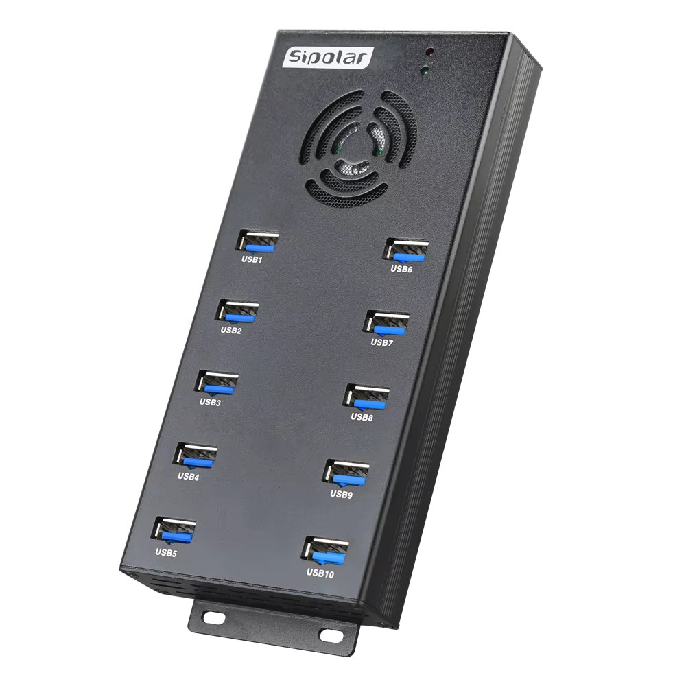 Sipolar 120W powered hub usb 3.0 10 ports charger hub 5Gbps supper speed with power adapter for iphone ipad tablets phone repair