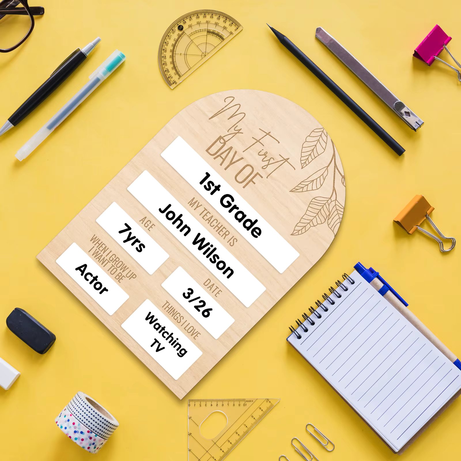 'My First Day Of' Wooden Board – White Reusable Milestone Sign,  Back-to-School, Photo Prop Birthday Gift for Boys and Girls