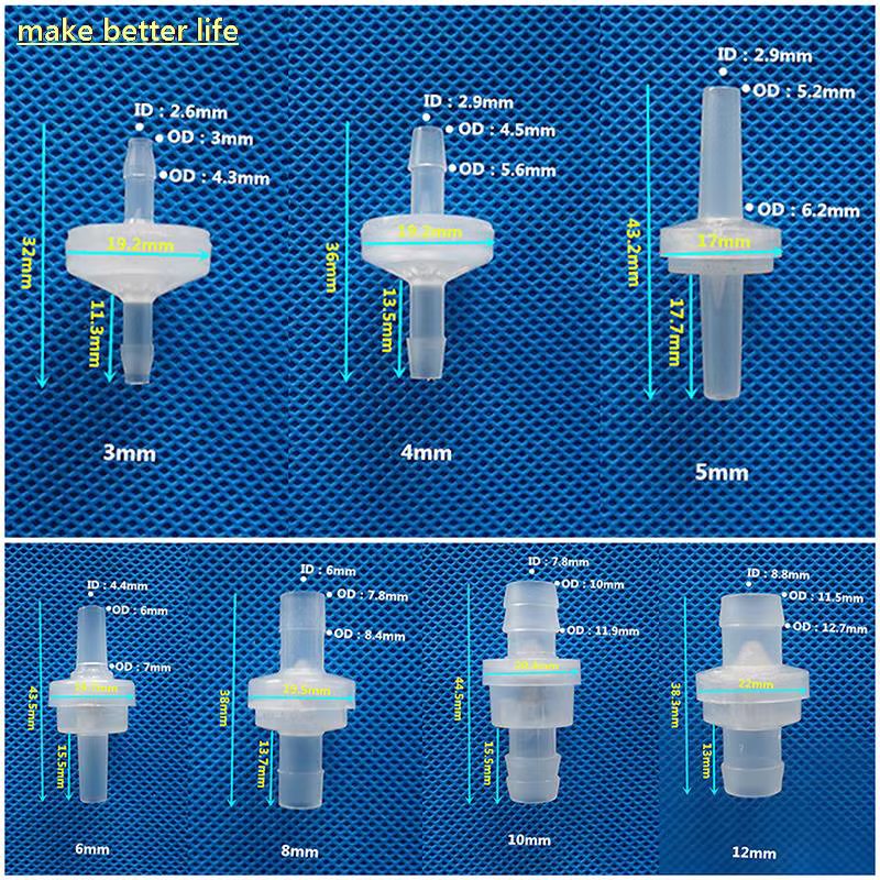 1PC Diameter 3mm 4mm 5mm 6mm 8mm 10mm 12mm Plastic Check Valve One-Way Pagoda Inline Non-Return Gas Liquid Water Fluid Stopper