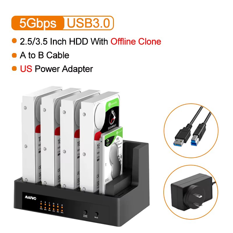 MAIWO 5 Bay HDD Docking Station with Offline Clone SATA to USB 3.0 Hard Drive Docking Station for 2.5/3.5 inch Hard Drive Case