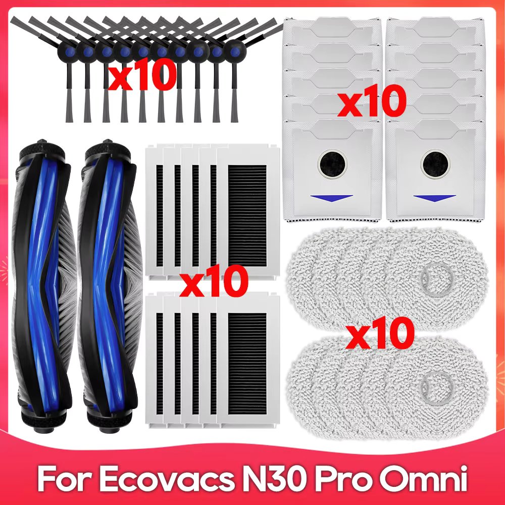 Compatible For ( Ecovacs Debot N30 Omni / N30 Pro Omni ) Replacement Part Accessory Main Side Brush Hepa Filter Mop Dust Bag