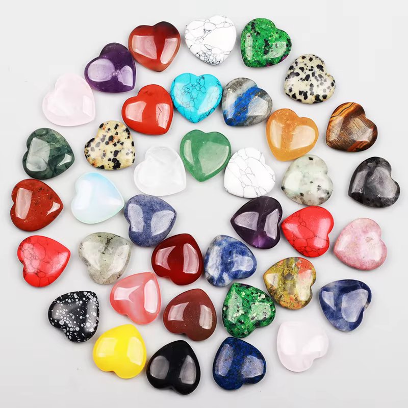 20 pcs heart Stones Rose Quartz Hand Carved  Love Stone Pocket Meditation Crystal Natural Reiki gemstone Therapy Gift