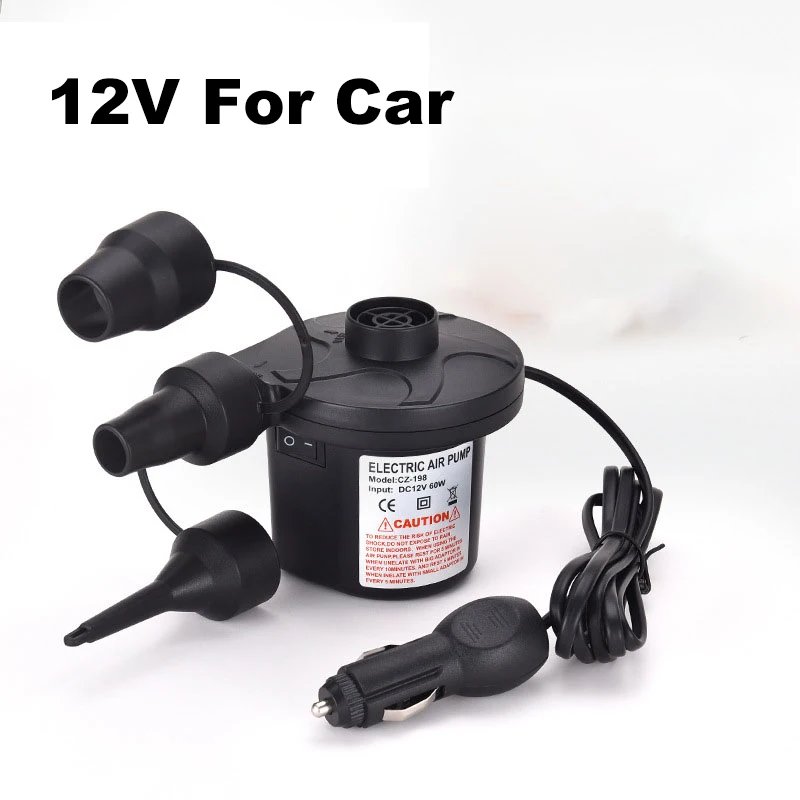 12V 220V Electric Air Pump Potable Inflatable Pump Compressor For Mattress Swimming Pool Fast Air Filling Inflator Blower Nozzle