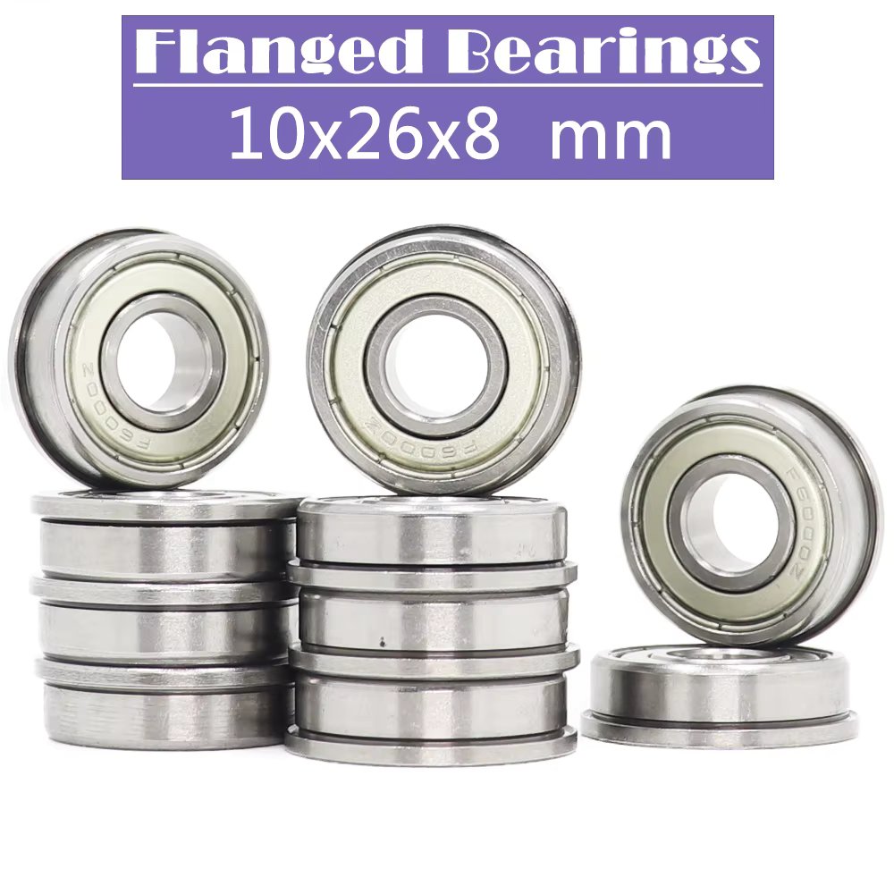 F6000ZZ Flange Bearing 10*26*8 mm ( 10 PCS ) Double Shielded Deep Groove Flanged F6000 Z ZZ Ball Bearings F6000-2Z F6000Z