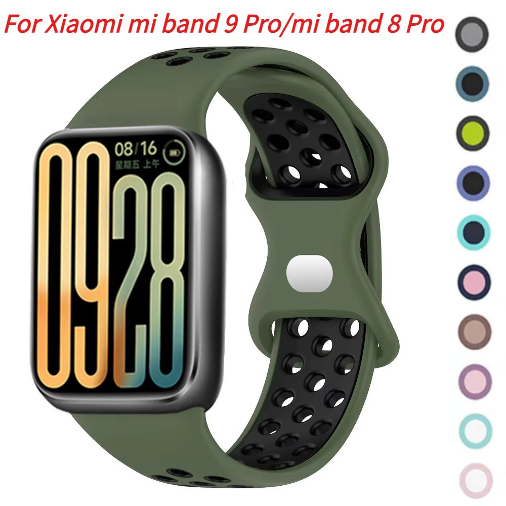 Two-tone Silicone Strap for Xiaomi Mi Band 9 Pro Smart Watch Breathable wristband Correa for Xiaomi Mi Band 8 Pro/Redmi Watch 4