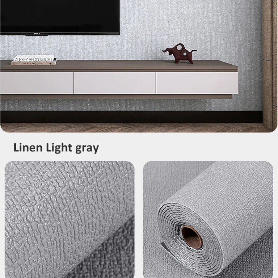 3D Linen Wall Paper Self-Adhesive Bedroom Warm Background Wallpaper Household Decoration Waterproof Moisture-Proof Foam Sticker