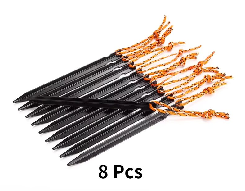 8pcs Aluminum Alloy Tent Pegs Nail with Rope Camping Hiking Equipment Outdoor Traveling Tent Accessories 18CM