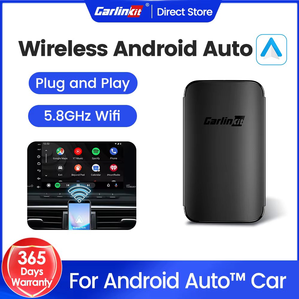 CarlinKit A2A Android Auto Wireless Adapter Plug and Play Wired to Wireless Dongle for OEM Android Auto Compatible Cars Stereo