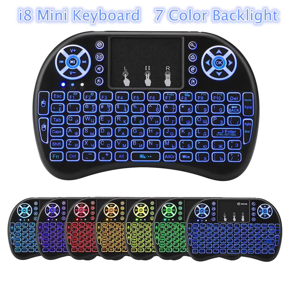 i8 Mini Keyboard 7 Color Backlit Remote Control 2.4G Wireless Air Mouse Keyboard For Android TV BOX Gamepad PC Laptop